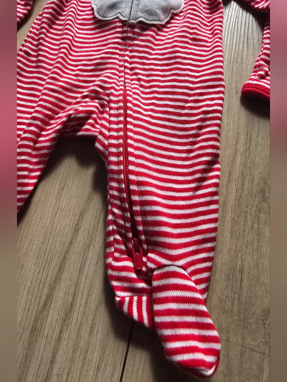 Carter's Red & White Striped Santa Onesie with Hat Newborn